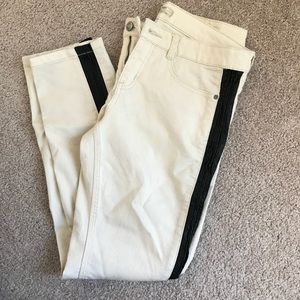 Free People Skinny Jeans with Leather Stripe